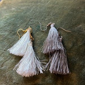 Tassel drop pierced earrings